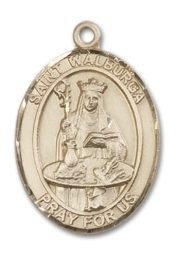 14kt Gold Filled Saint Walburga Pendant on an 24-inch Gold Filled Heavy Curb Chain