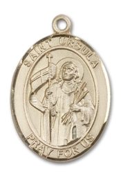 14kt Gold Filled Saint Ursula Pendant on an 24-inch Gold Filled Heavy Curb Chain