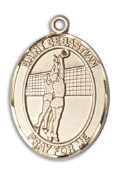 14kt Gold Saint Sebastian Volleyball Medal