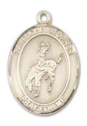 14kt Gold Saint Christopher Rodeo Medal