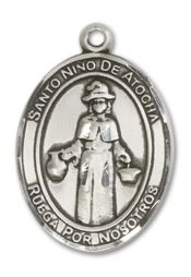 Sterling Silver Nino de Atocha Pendant on an 24-inch Sterling Silver Heavy Curb Chain