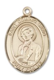 14kt Gold Filled Saint Dominic Savio Pendant on an 24-inch Gold Filled Heavy Curb Chain