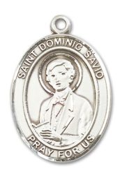 Sterling Silver Saint Dominic Savio Pendant on an 24-inch Sterling Silver Heavy Curb Chain