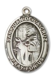 Sterling Silver San Juan de la Cruz Pendant on an 24-inch Sterling Silver Heavy Curb Chain
