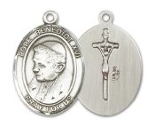 Sterling Silver Pope Benedict XVI Pendant on an 24-inch Sterling Silver Heavy Curb Chain