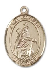 14kt Gold Filled Saint Isabella of Portugal Pendant on an 24-inch Gold Filled Heavy Curb Chain