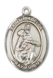 Sterling Silver Saint Isabella of Portugal Pendant on an 24-inch Sterling Silver Heavy Curb Chain
