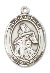 Sterling Silver Saint Isaiah Pendant on an 24-inch Sterling Silver Heavy Curb Chain