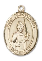14kt Gold Filled Saint Wenceslaus Pendant on an 24-inch Gold Filled Heavy Curb Chain