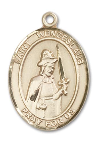 14kt Gold Filled Saint Wenceslaus Pendant on an 24-inch Gold Filled Heavy Curb Chain