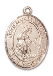 14kt Gold Filled Virgen de la Merced Pendant on an 24-inch Gold Filled Heavy Curb Chain