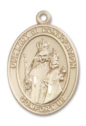 14kt Gold Filled Our Lady of Consolation Pendant on an 24-inch Gold Filled Heavy Curb Chain