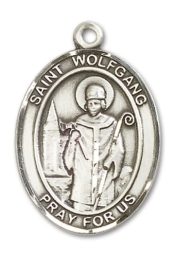 Sterling Silver Saint Wolfgang Pendant on an 24-inch Sterling Silver Heavy Curb Chain
