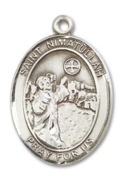 Sterling Silver Saint Nimatullah Pendant on an 24-inch Sterling Silver Heavy Curb Chain
