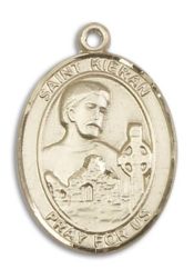 14kt Gold Filled Saint Kieran Pendant on an 24-inch Gold Filled Heavy Curb Chain