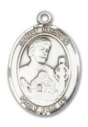 Sterling Silver Saint Kieran Pendant on an 24-inch Sterling Silver Heavy Curb Chain