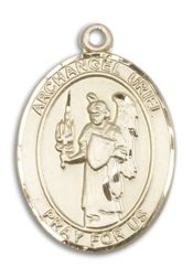 14kt Gold Filled Saint Uriel the Archangel Pendant on an 24-inch Gold Filled Heavy Curb Chain