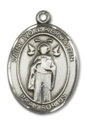 Sterling Silver Saint Ivo Pendant on an 24-inch Sterling Silver Heavy Curb Chain