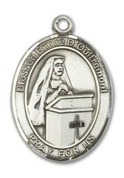 Sterling Silver Blessed Emilee Doultremont Pendant on an 24-inch Sterling Silver Heavy Curb Chain