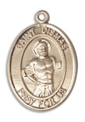 14kt Gold Filled Saint Dismas Pendant on an 24-inch Gold Filled Heavy Curb Chain