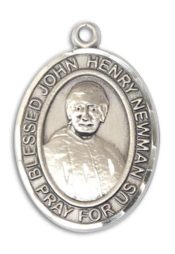 Sterling Silver Blessed John Henry Newman Pendant on an 24-inch Sterling Silver Heavy Curb Chain