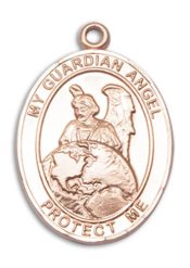 14kt Gold Guardian Angel Protector Medal