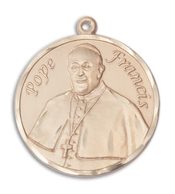 14kt Gold Filled Pope Francis Pendant on an 24-inch Gold Filled Heavy Curb Chain