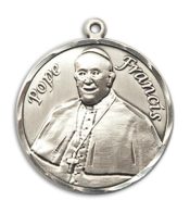 Sterling Silver Pope Francis Pendant on an 24-inch Sterling Silver Heavy Curb Chain