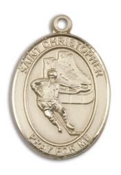 14kt Gold Saint Christopher Hockey Medal