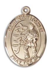 14kt Gold Saint Christopher Karate Medal
