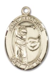 14kt Gold Filled Saint Sebastian Golf Pendant on an 24-inch Gold Filled Heavy Curb Chain
