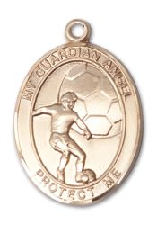 14kt Gold Guardian Angel Soccer Medal