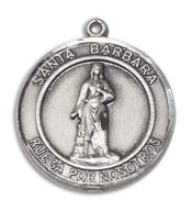 Sterling Silver Santa Barbara Pendant on an 18-inch Sterling Silver Light Curb Chain