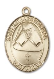 14kt Gold Filled Saint Katharine Drexel Pendant on an 18-inch Gold Filled Light Curb Chain