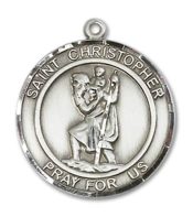 Sterling Silver Saint Christopher Pendant on an 18-inch Sterling Silver Light Curb Chain
