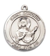 Sterling Silver Saint Dorothy Pendant on an 18-inch Sterling Silver Light Curb Chain