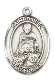 Sterling Silver Saint Daniel Pendant on an 18-inch Sterling Silver Light Curb Chain