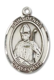 Sterling Silver Saint Dennis Pendant on an 18-inch Sterling Silver Light Curb Chain