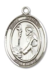 Sterling Silver Saint Dominic de Guzman Pendant on an 18-inch Sterling Silver Light Curb Chain