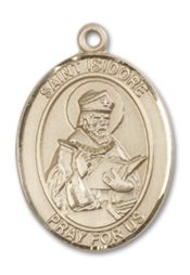 14kt Gold Filled Saint Isidore of Seville Pendant on an 18-inch Gold Filled Light Curb Chain