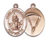 14kt Gold Filled Saint Joan of Arc Paratrooper Pendant on an 24-inch Gold Filled Heavy Curb Chain