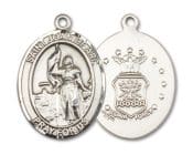 Sterling Silver Saint Joan of Arc Air Force Pendant on an 24-inch Sterling Silver Heavy Curb Chain