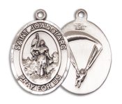 Sterling Silver Saint Joan of Arc Paratrooper Pendant on an 24-inch Sterling Silver Heavy Curb Chain