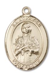 14kt Gold Filled Saint Kateri Pendant on an 18-inch Gold Filled Light Curb Chain