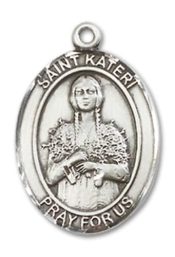 Sterling Silver Saint Kateri Pendant on an 18-inch Sterling Silver Light Curb Chain