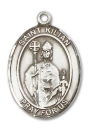 Sterling Silver Saint Kilian Pendant on an 18-inch Sterling Silver Light Curb Chain