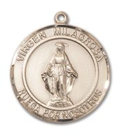 14kt Gold Filled Virgen Milagrosa Pendant on an 18-inch Gold Filled Light Curb Chain
