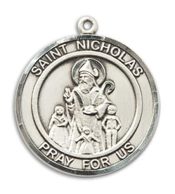 Sterling Silver Saint Nicholas Pendant on an 18-inch Sterling Silver Light Curb Chain