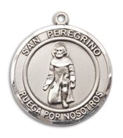 Sterling Silver San Peregrino Pendant on an 18-inch Sterling Silver Light Curb Chain