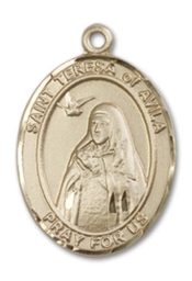 14kt Gold Filled Saint Teresa of Avila Pendant on an 18-inch Gold Filled Light Curb Chain